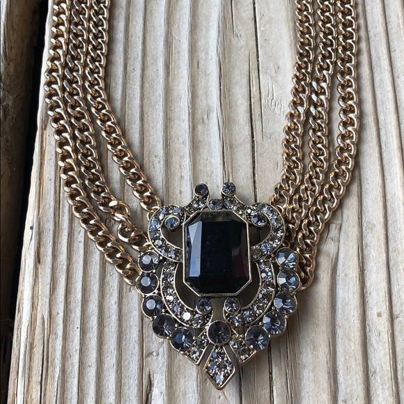 Aldo Jewelry - Aldo Art Deco Antique Brass Crystal Necklace!